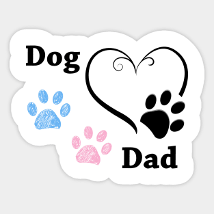 Dog Dad. Pink and blue paw print with heart Sticker